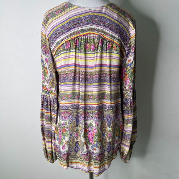 Maeve by Anthropologie Women's Yellow Ceresco Peasant Boho Floral Blouse Small - Picture 5 of 10
